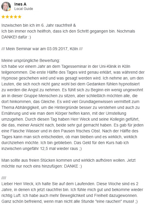 Google-Bewertung von Ines A., 5 von 5 Sternen